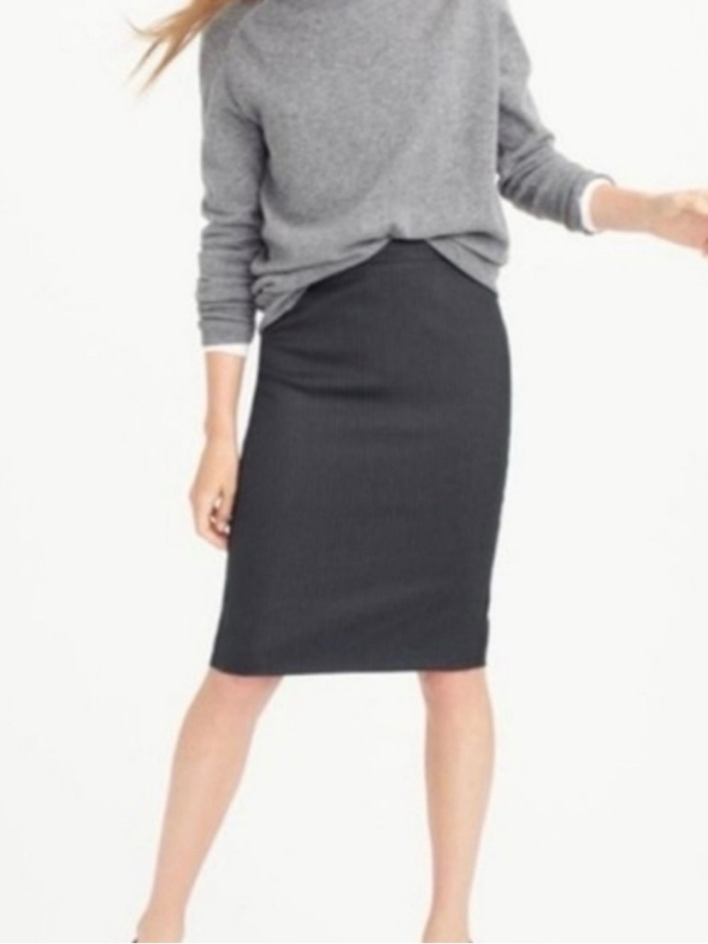 Jcrew NWOT super 120 pencil 2 skirl 100% wool Charcoal Gray Suit skirt 0P